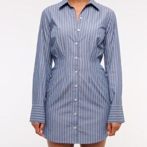 Fitted Long-Sleeve Mini Shirt Dress